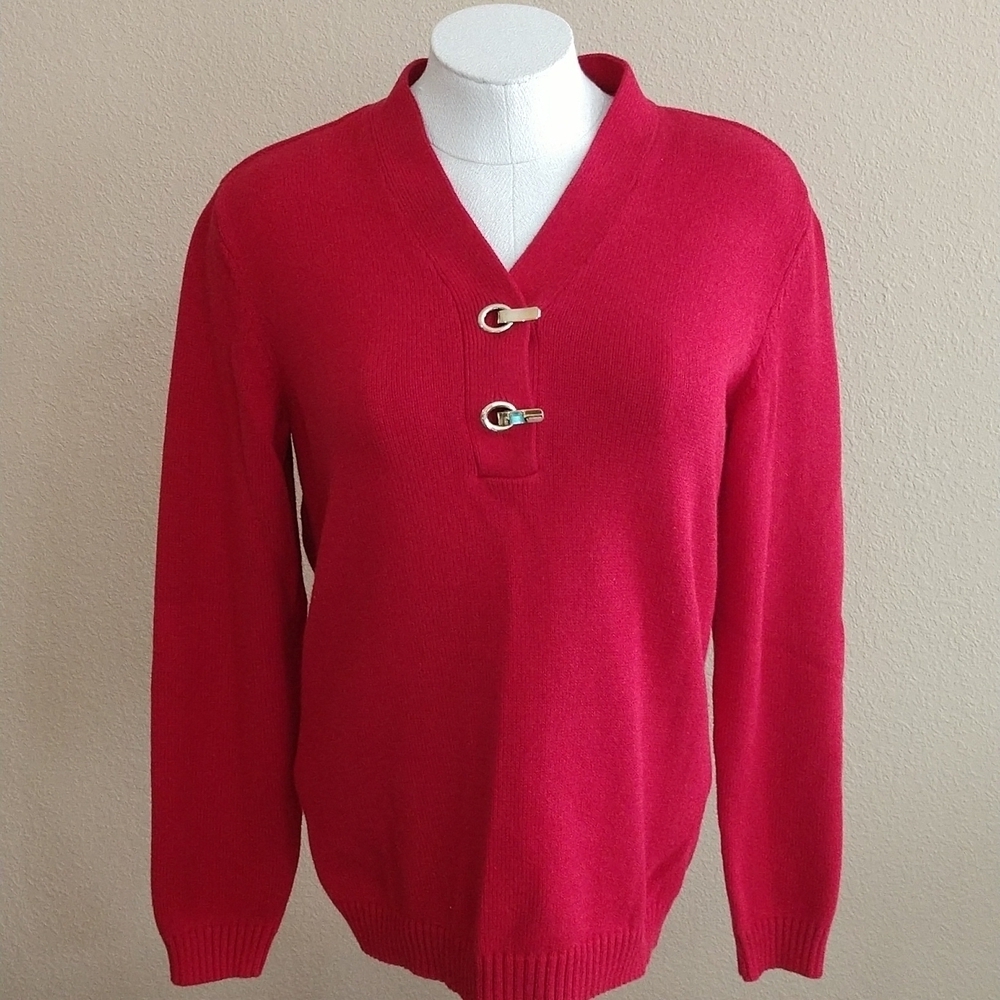 Karen Scott Women's Hardware Henley Sweater Size M